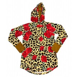 LuLaRoe Womens Hoodie Size 2XL Amber Leopard Cheetah Roses Leggings Material NWT
